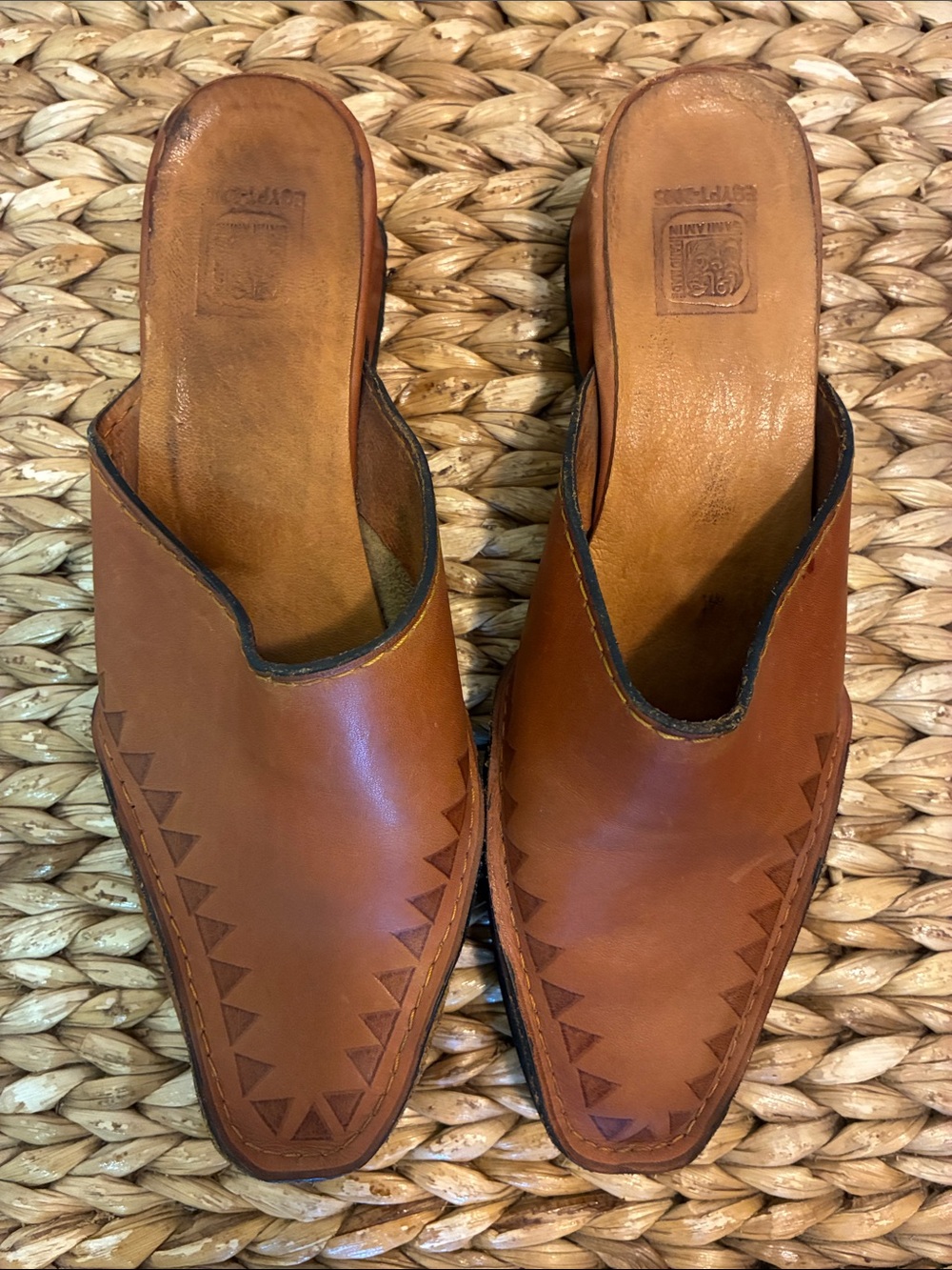VTG Handmade Sami Amin Made In Egypt Leather Mules